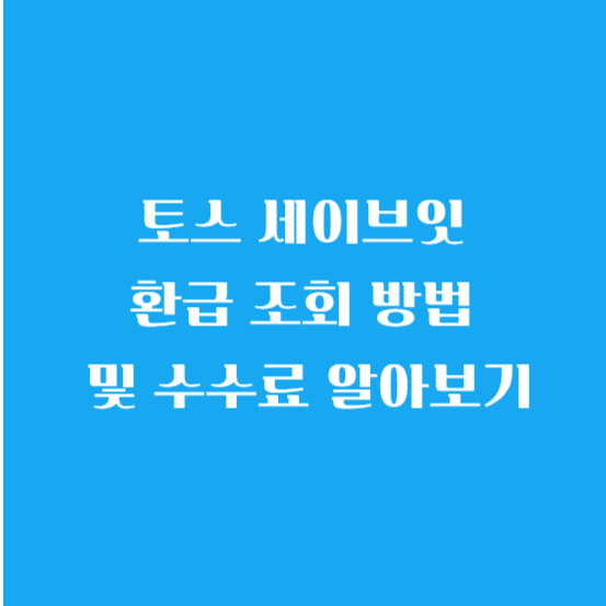 토스 세이브잇 환급 조회 방법 및 수수료 알아보기