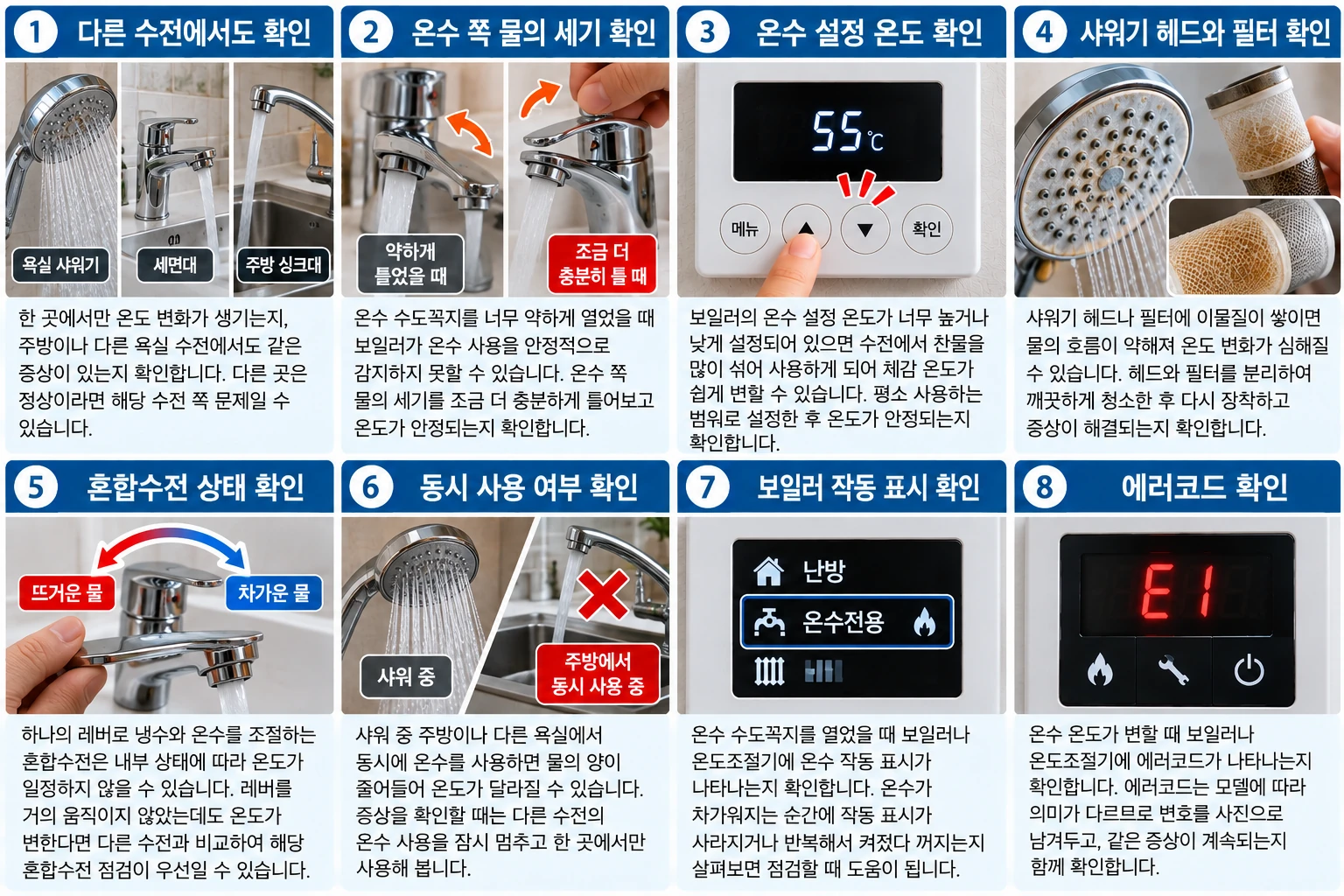 보일러 온수 온도 반복해서 변할 때 확인 순서
