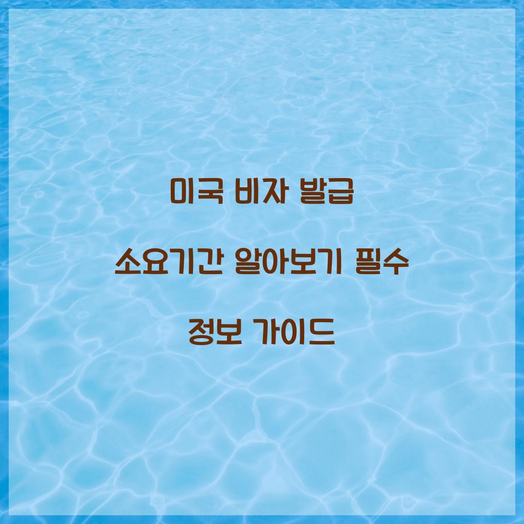 미국 비자 발급 소요기간