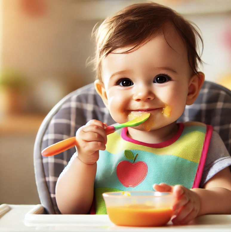 이유식 먹는 아기