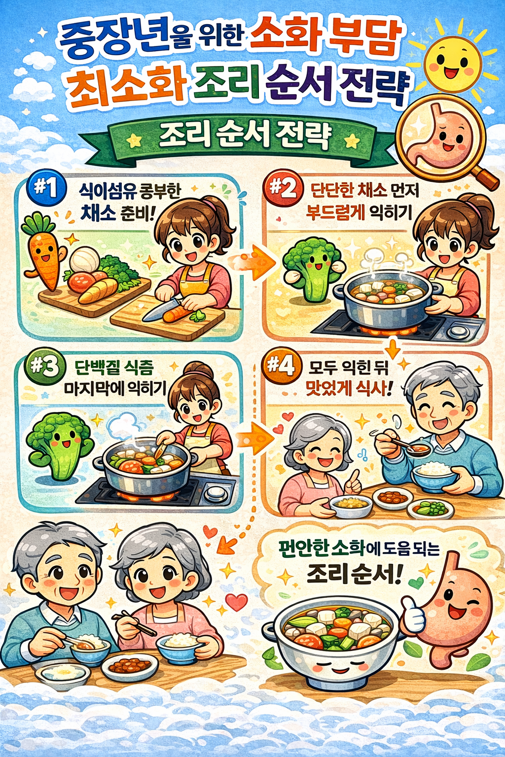 중장년을 위한 소화 부담 최소화 조리 순서 전략