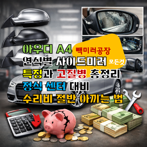 아우디 A4 연식별 사이드미러 특징과 고질병 총정리 정식 센터 대비 수리비 절반 아끼는 법