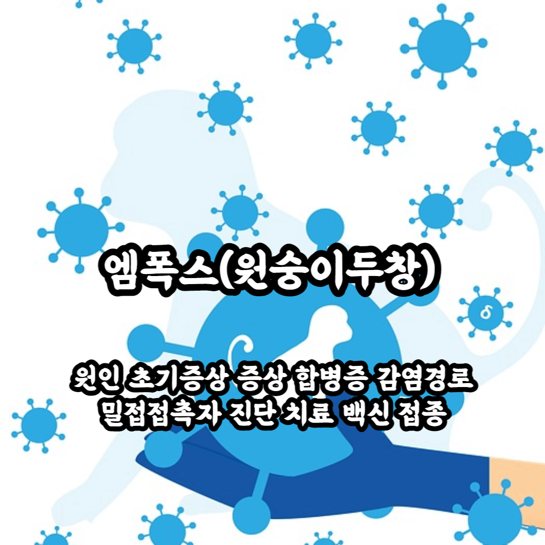 엠폭스 원숭이두창 원인 초기증상 증상 합병증 감염경로 밀접접촉자 진단 치료 백신 접종 총정리