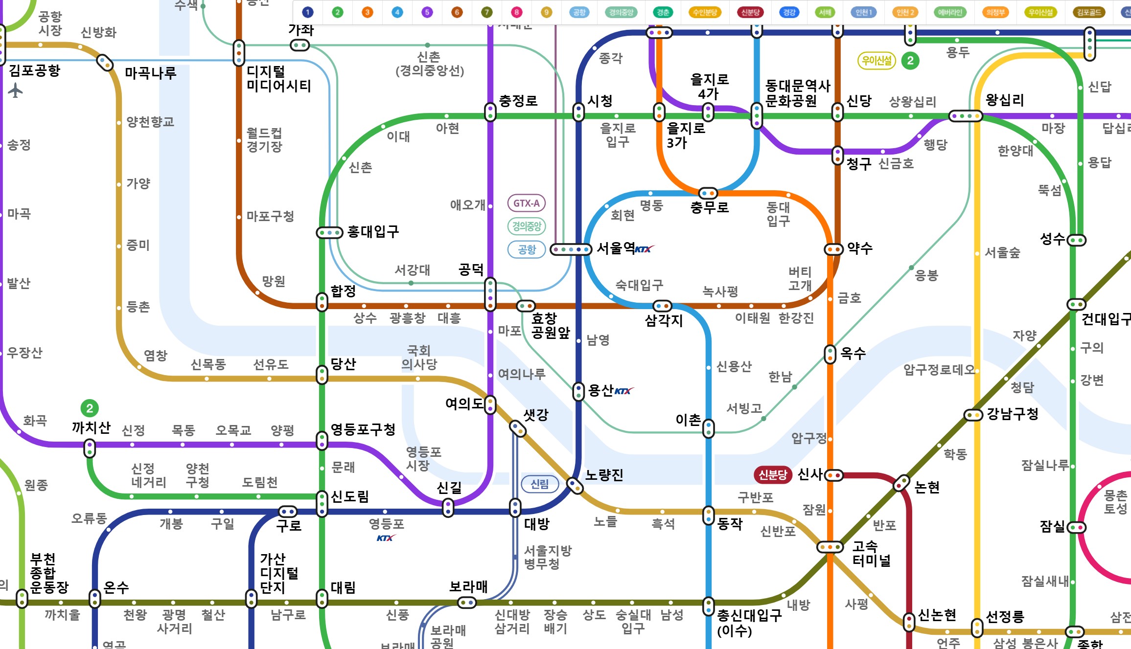서울지하철 노선도 바로보기 크게보기