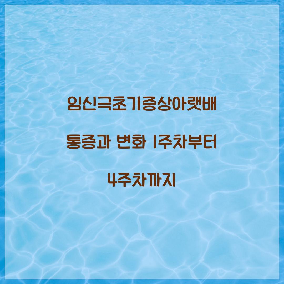 임신극초기증상아랫배