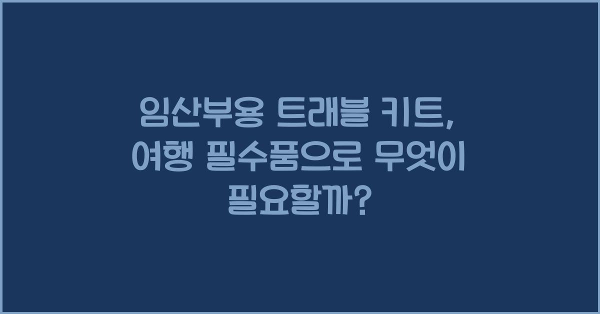 임산부용 트래블 키트, 여행 필수품