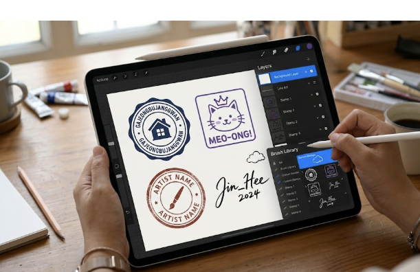 프로크리에이트 도장 브러시 이미지