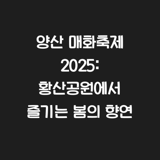 양산 매화축제 2025: 황산공원에서 즐기는 봄의 향연 대표 이미지