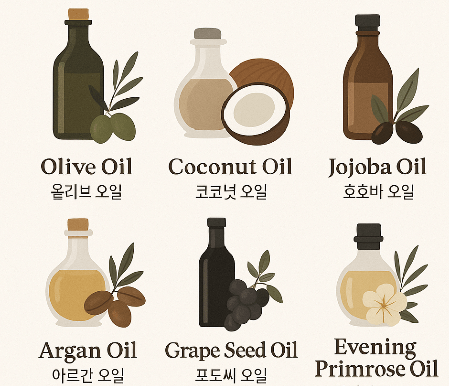다양한 오일을 비교하는 설명 이미지