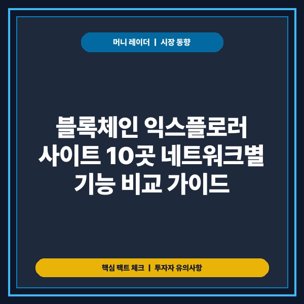 블록체인 익스플로러 사이트 10곳 네트워크별 기능 비교 및 온체인 조회