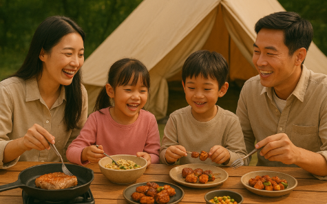 가족 캠핑 음식 요리 관련 사진