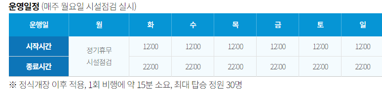 한강 열기구 운영일정