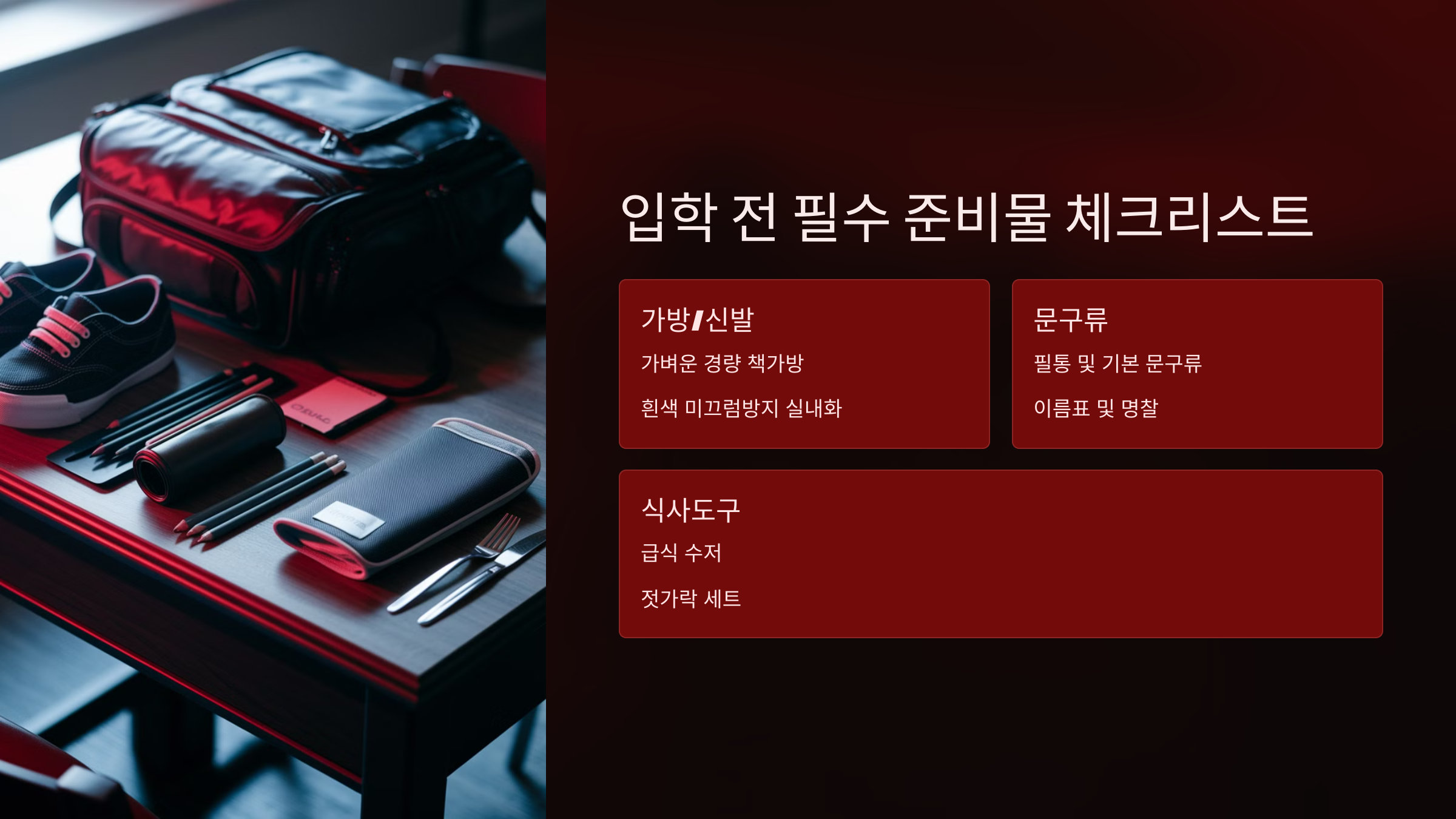 입학 준비 체크리스트