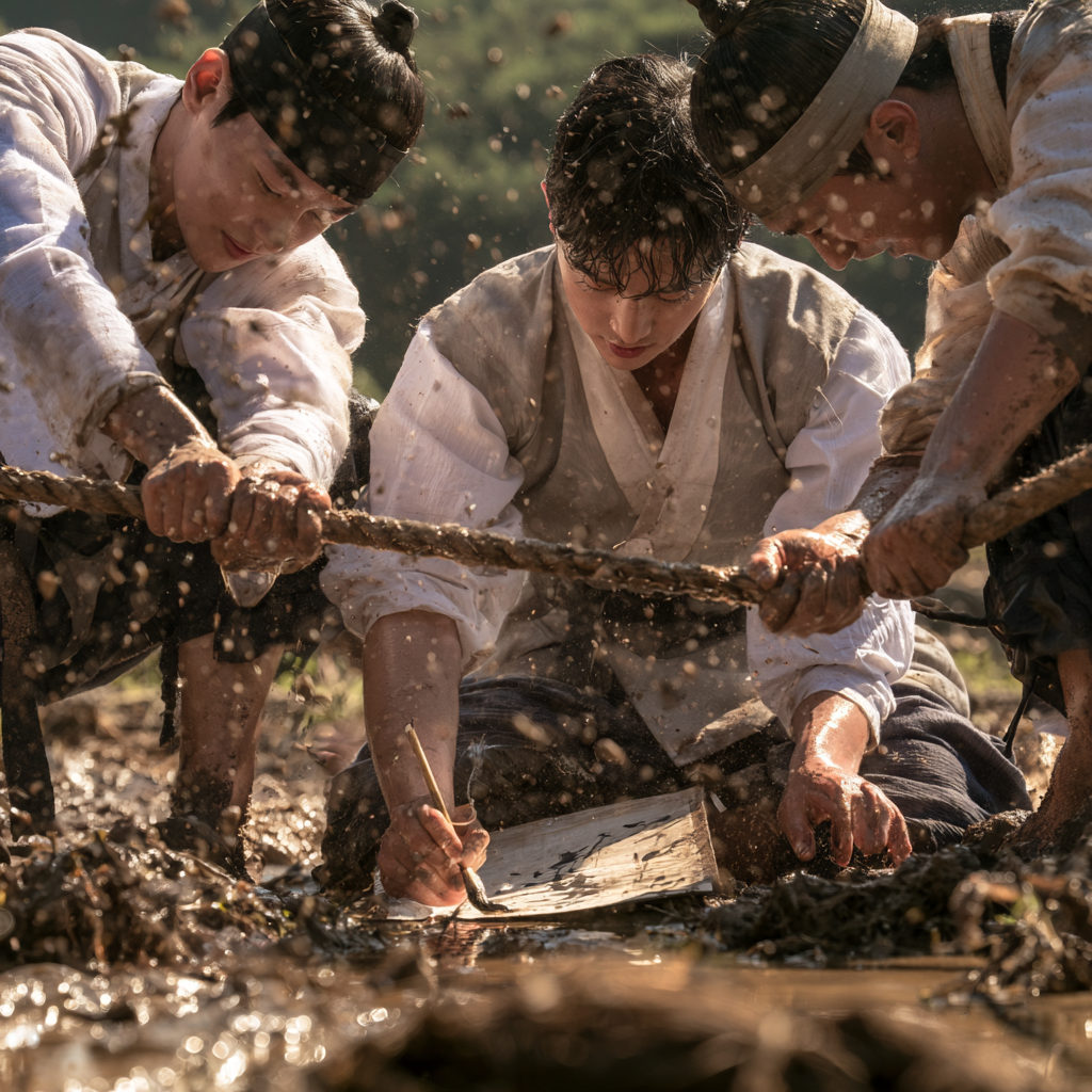 "양척 밧줄을 팽팽하게 당겨라!" 진흙탕을 누빈 측량관들의 현장 사투