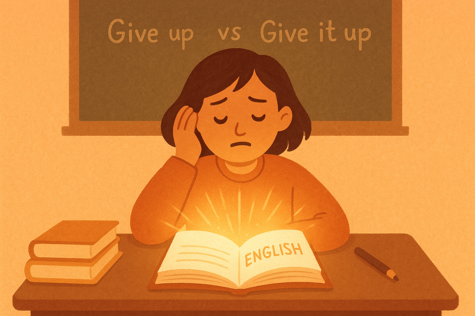 give up vs give it up, English 관련 헷갈리는 구동사 참조 일러스트