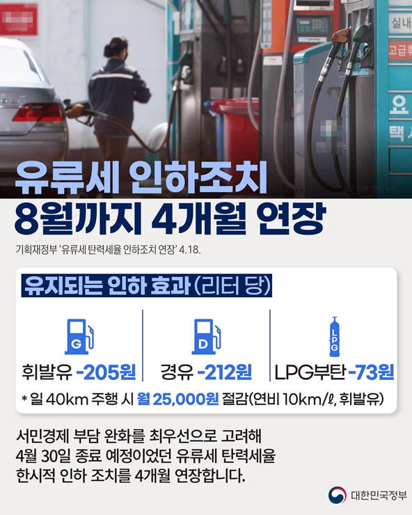 유류세 인하조치에 따른 효과