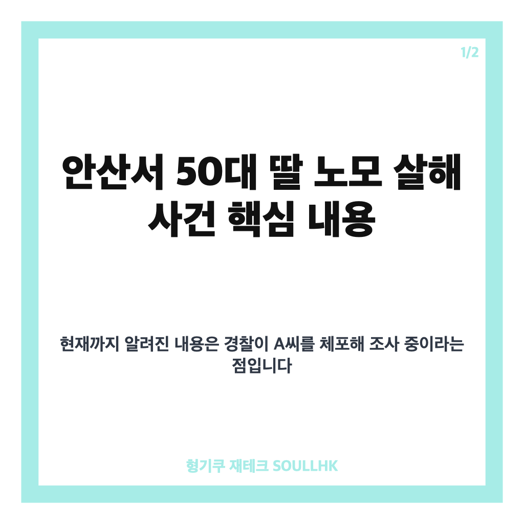 안산서 50대 딸 노모 살해, 추석 연휴 존속살해 혐의 체포 경위 카드뉴스 1