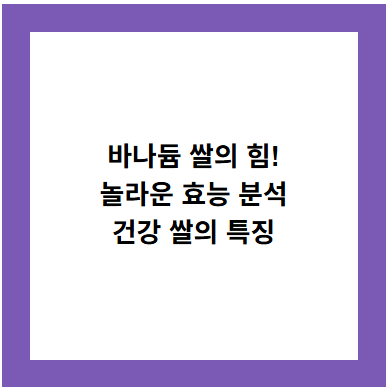 바나듐 쌀의 힘!
놀라운 효능 분석
건강 쌀의 특징