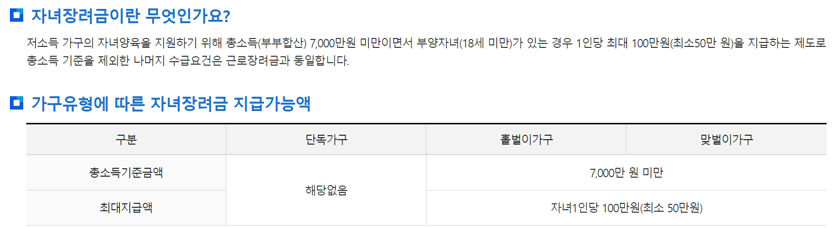 자녀장려금-설명