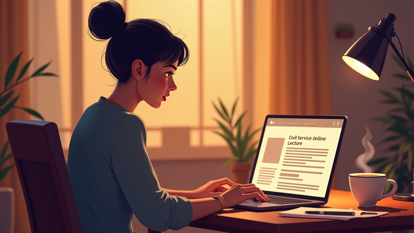 공무원 시험 인강 시청중인 여자