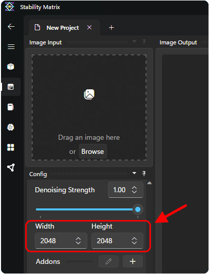 Stability Matrix
New Project
Image Input
Width: 2048, Height: 2048