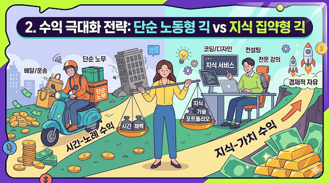 2. 수익 극대화 전략: 단순 노동형 긱 vs 지식 집약형 긱