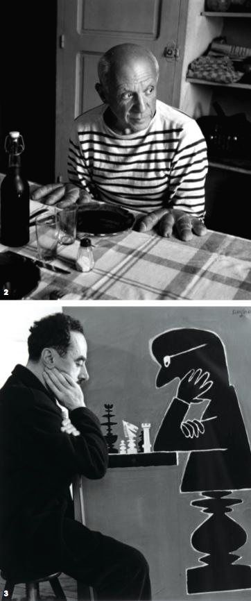 2. &lsquo;피카소의 빵, 발로리스(Picasso and the loaves)ʼ, gelatin silver print, 40&times;30cm,1952 3. &lsquo;체스를 두는 레이몽 샤비냑(Raymond Savignac Playing Chess)ʼ, gelatin silver print, 40&times;30cm, 1950