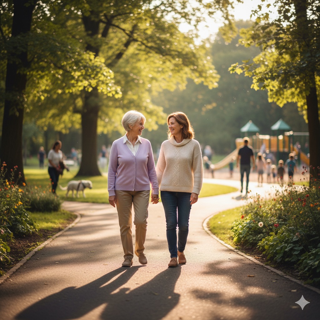 모녀가 산책하는 이미지