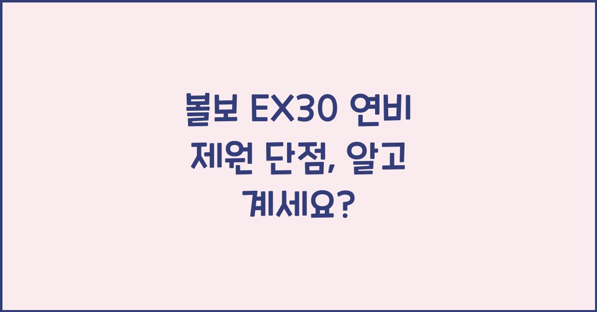 볼보 EX30 연비 제원 단점