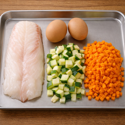 완료기 이유식 대구살 채소 달걀 진밥 재료 흰살생선 대구 큐브 달걀