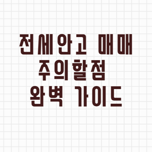 전세안고 매매란 무엇인가?
