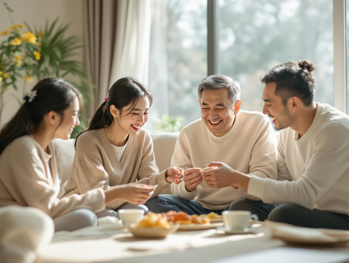 다계통 위축증 환자의 가족들과 즐거운 시간을 보내고 있는 모습
