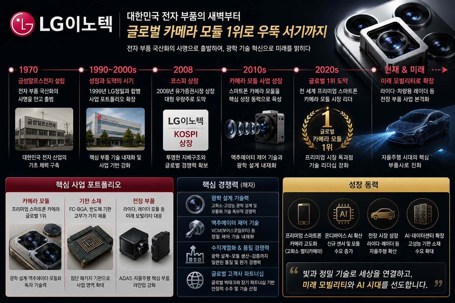 대한민국 전자 부품의 새벽부터 글로벌 카메라 모듈 1위로 우뚝 서기까지