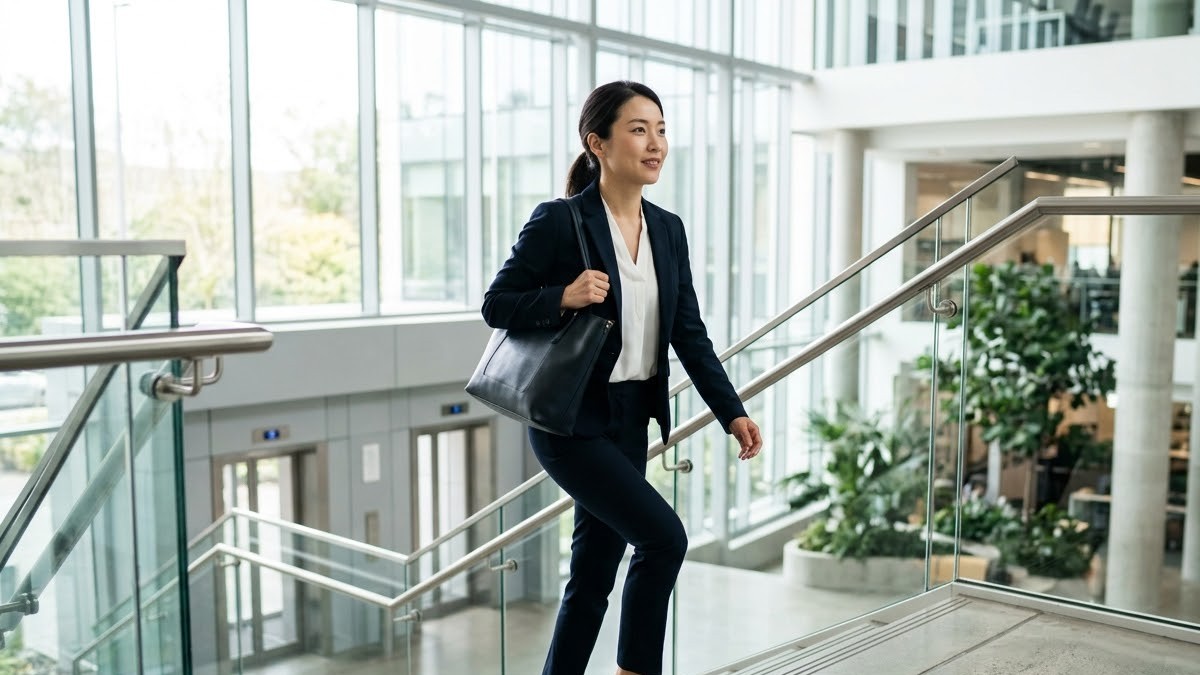 엘리베이터 대신 계단을 오르는 직장인