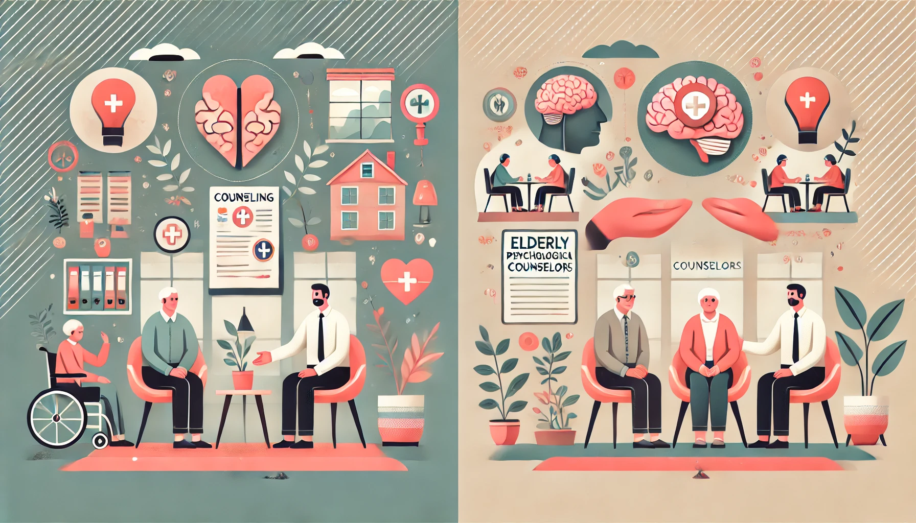 노인심리상담사 이미지 상담사가 노인과 상담을 하고 있다