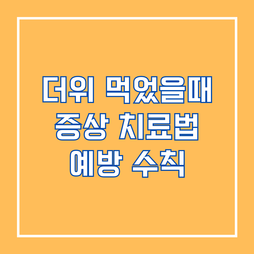 더위 먹었을때 증상 치료법 예방 수칙