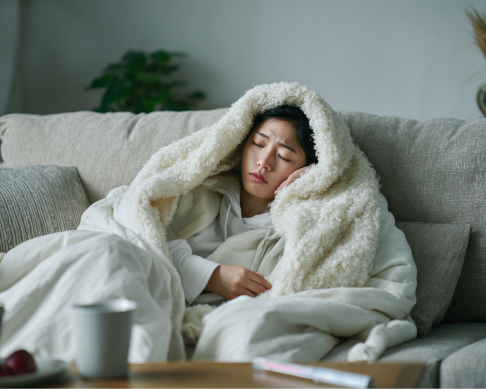 감기초기증상, 환절기감기, 목감기, 면역약점, 30대여성, 거실