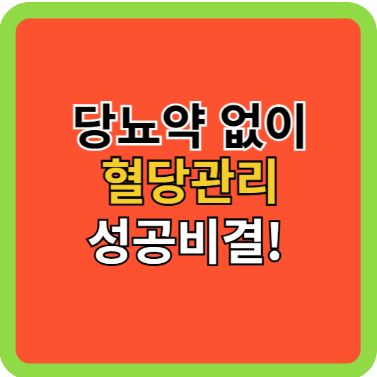 당뇨약 없이 혈당관리 성공비결!