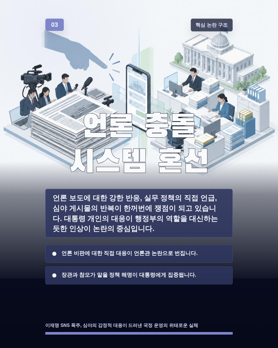 언론 충돌 시스템 혼선