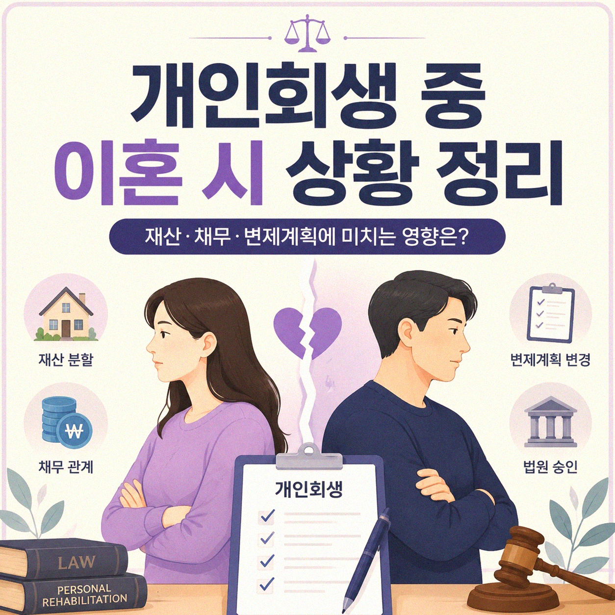 개인회생 중 이혼하면 어떻게 되나요?