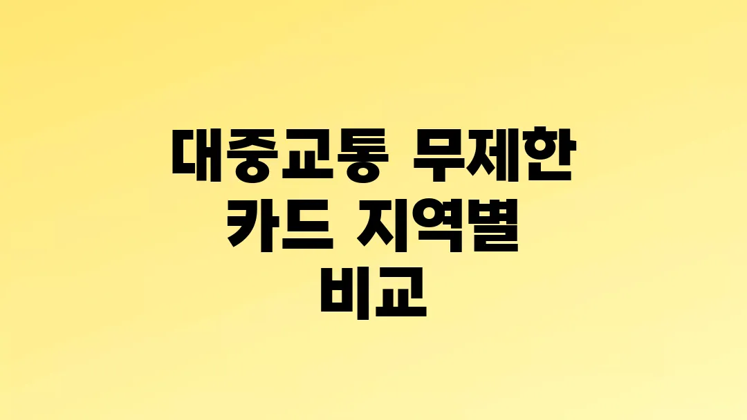 대중교통 무제한 카드 지역별 비교