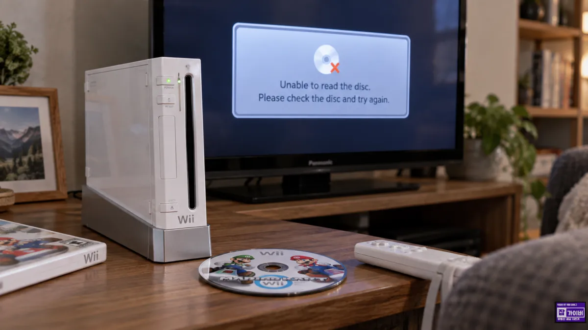 닌텐도 Wii 디스크 읽기 오류와 광학드라이브 렌즈 고장 상황 재현 이미지