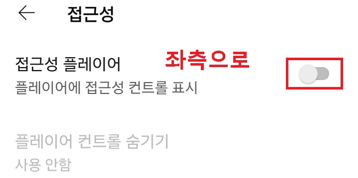 접근성 플레이어 메뉴 버튼 좌측으로 옮김