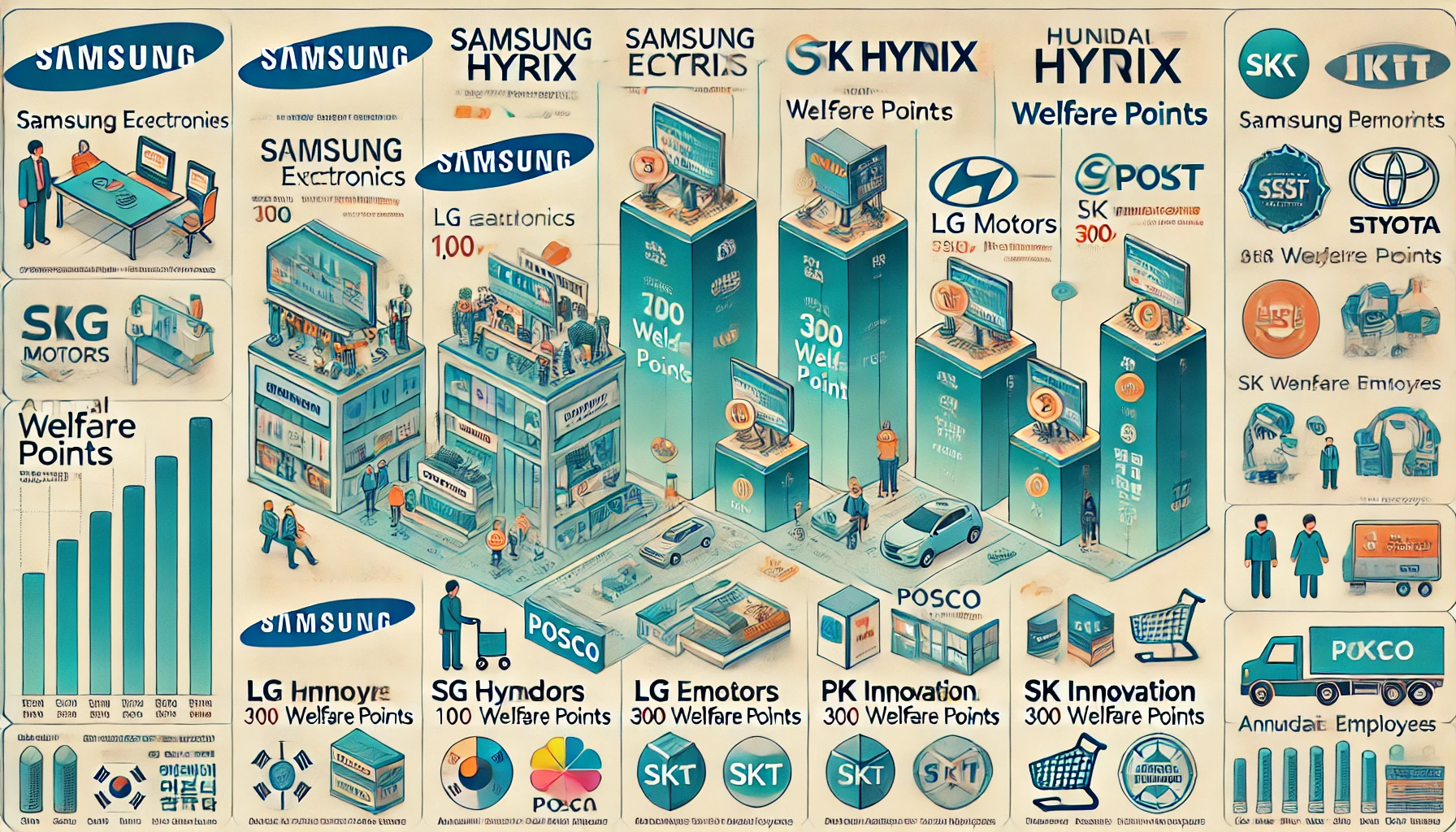 복지포인트를 상품권이나 결제로 활용하는 장면을 상징하는 이미지