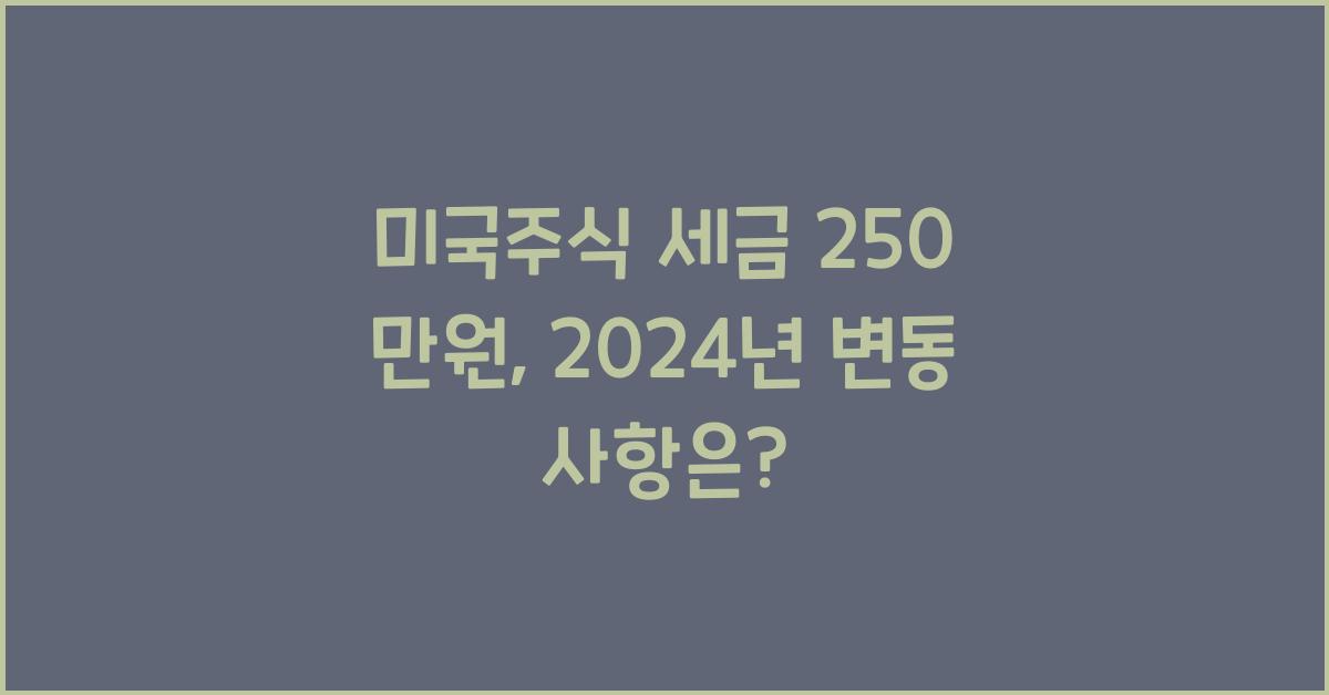 미국주식 세금 250 만원