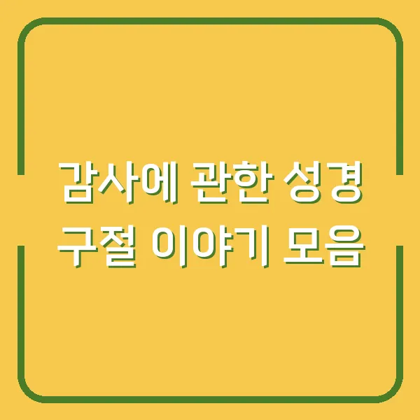 감사에 관한 성경 구절 이야기 모음