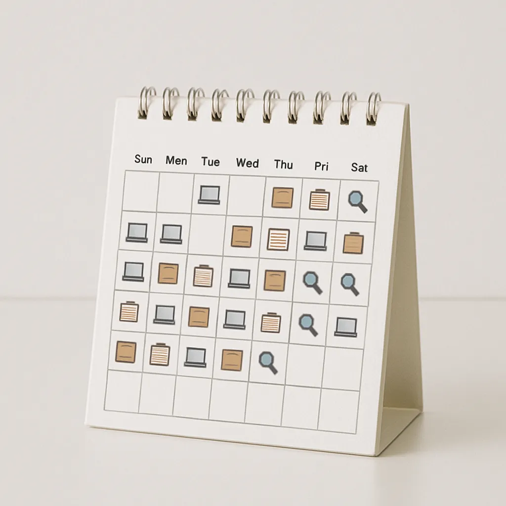 스티커로 표시된 탁상용 달력
