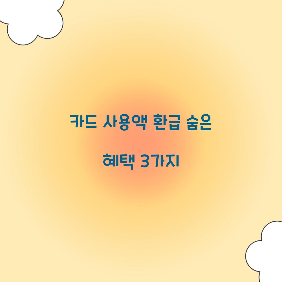 카드 사용액 환급 숨은 혜택 3가지