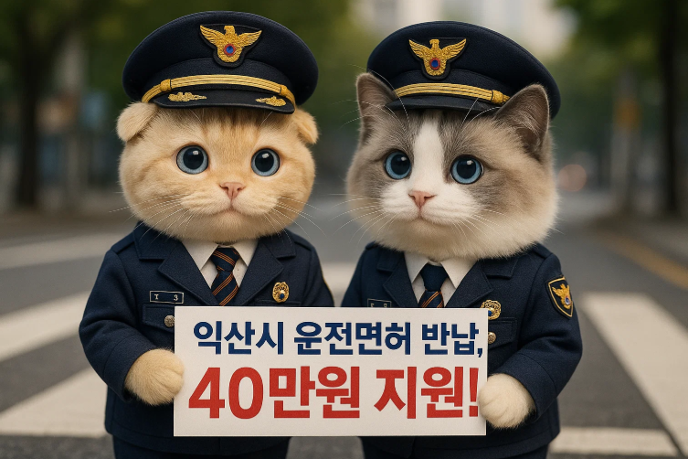 익산시 운전면허 반납, 40만원 지원!