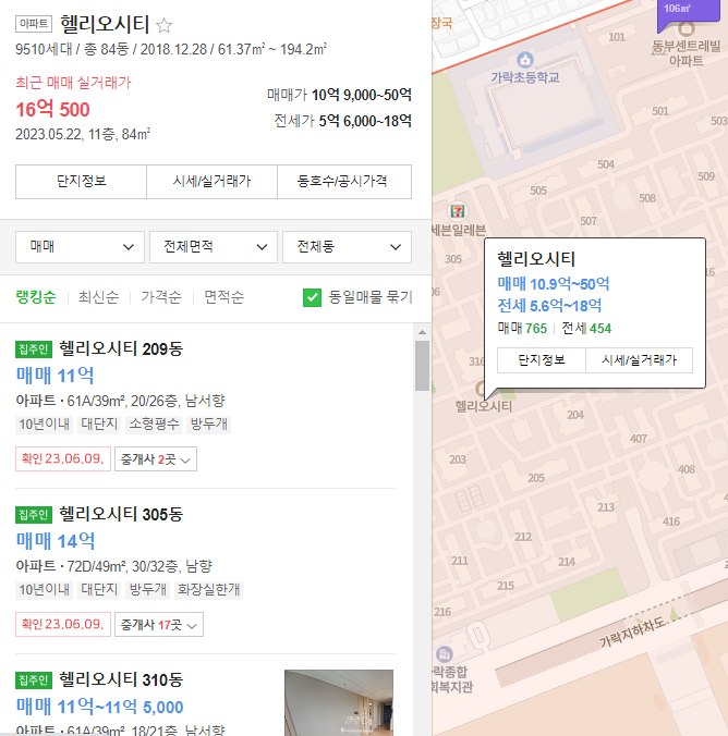 매물수